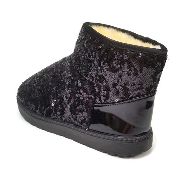 DADAWEN Women's Waterproof Cold Weather Snow Boot Black Sequin Size US 6.5 EUR 3 - Picture 3 of 8